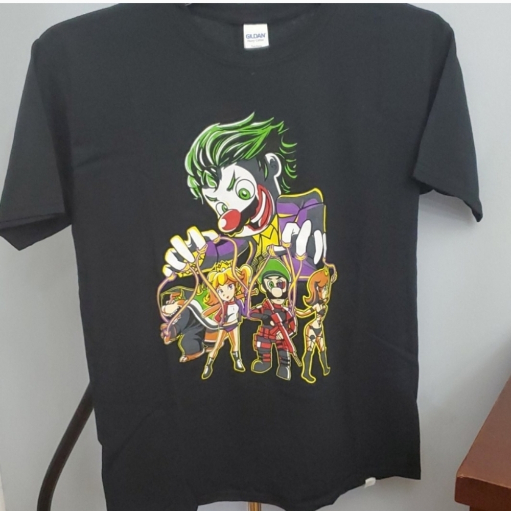 Gildan Mario Vs DC Black Short Sleeve Tee with Graphic Design